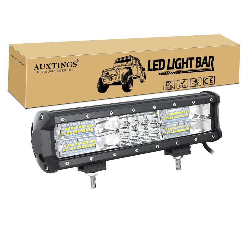 AUXTINGS 12 Zoll 30cm 180W dreireihiger LED Arbeitslicht Bar Autoscheinwerfer Offroad Flutlicht Scheinwerfer 6000K imprägniern IP67 Arbeits-Licht 12V 24V von AUXTINGS