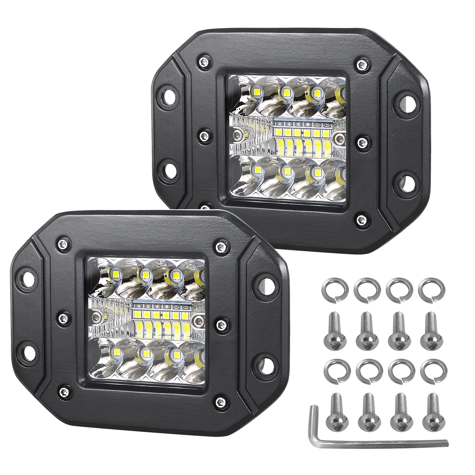 AUXTINGS 2 Stück 5 Zoll 42W Spot LED Lichtleiste Arbeitsscheinwerfer LED Pods Würfelscheinwerfer Nebelscheinwerfer mit Montagehalterung für Geländewagen Truck Auto ATV SUV (5 Zoll 42 Spot) von AUXTINGS