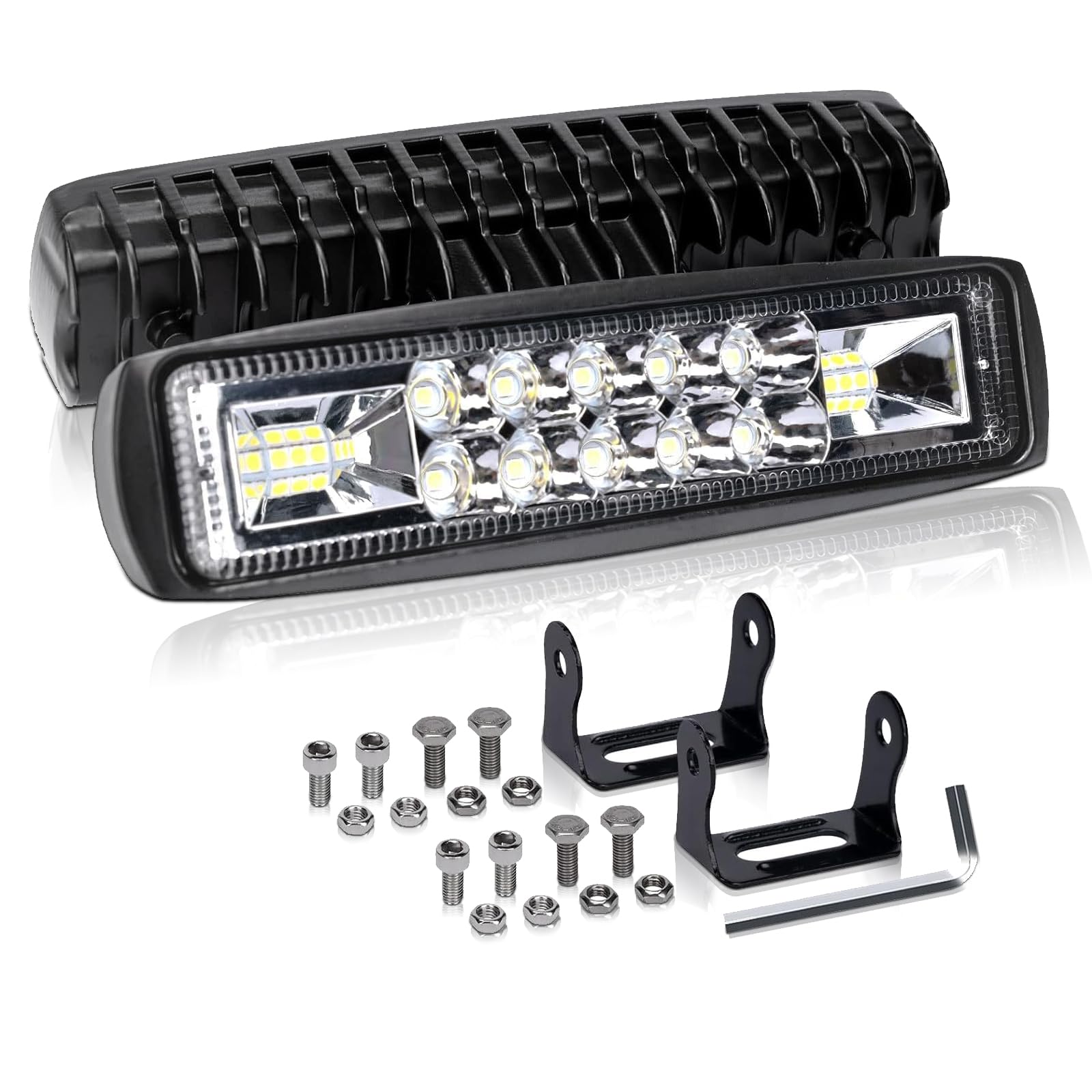 AUXTINGS 2 Stück LED-Arbeitsscheinwerfer, 15 cm 24W 12V/24V Offroad LED Scheinwerfer, IP67 wasserdicht Nebelscheinwerfer,6000K LED-Lichtleiste für Traktor, LKW, Geländewagen, Motorrad,4x4 von AUXTINGS