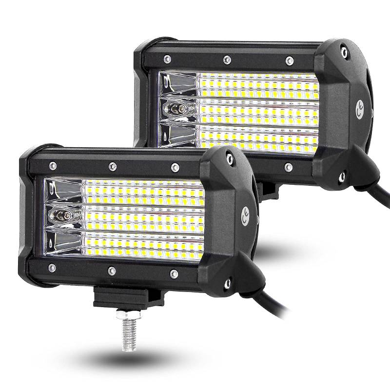 AUXTINGS 2 Stücke 5 zoll 13 cm 9000lm 3 Reihe LED Lichtleiste Arbeitslicht Spot Flutlichtstrahl für Lkw Traktor 4X4 Boot Off Road Auto Nebelscheinwerfer DC 12V 24V Wasserdicht IP67 von AUXTINGS