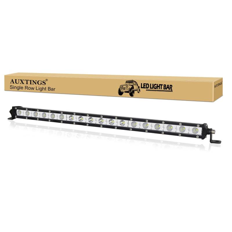 AUXTINGS 50 cm 20 Zoll 90 Watt Spot Flood Ultra Slim Einreihige LED Lichtleiste Flutlichtstrahl mit Halterung Für Off Road Ranger ATV UTV SUV von AUXTINGS