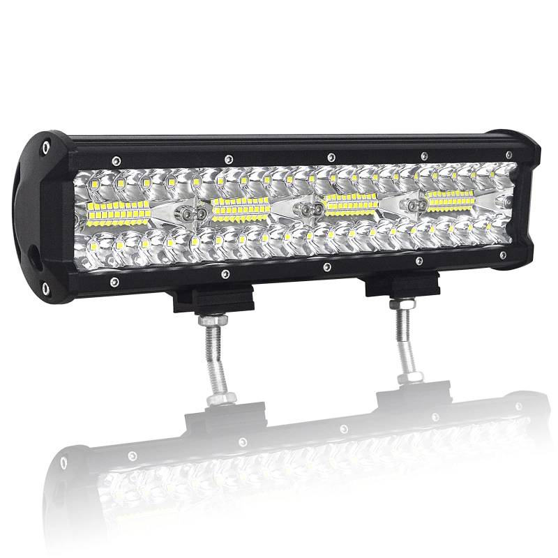 AUXTINGS 30 cm 240W LED Arbeitslicht Leiste Lichtstange LED Zusatzscheinwerfer Dreifache Licht Off Road Lights Spot-Flut-Kombinations Cube Rocks für Off-Road-LKW ATV UTV SUV,12V 24V DC von AUXTINGS