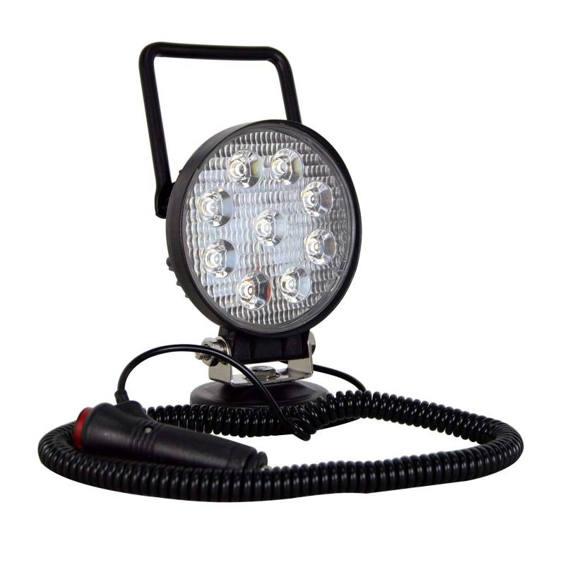 AUXTINGS 4 Zoll 27W Runde tragbare LED-Arbeitsleuchte Offroad-Scheinwerfer Zigarettenanzünder Schalter mit magnetischer Basishalterung für Auto SUV Anhänger Traktor LKW Engineering Wartung Camping von AUXTINGS