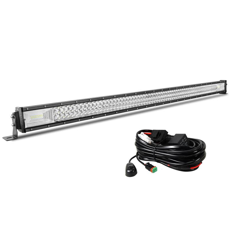 AUXTINGS 50 Zoll 127 cm 648W LED-Lichtstange 7D Objektiv Spot Flut Strahl Triple Reihe LED Arbeitstauchlampen mit Kabelbaum-Kit für Off Road ATV AWD SUV 4WD 4X4 Pickup,12V 24V wasserdicht von AUXTINGS