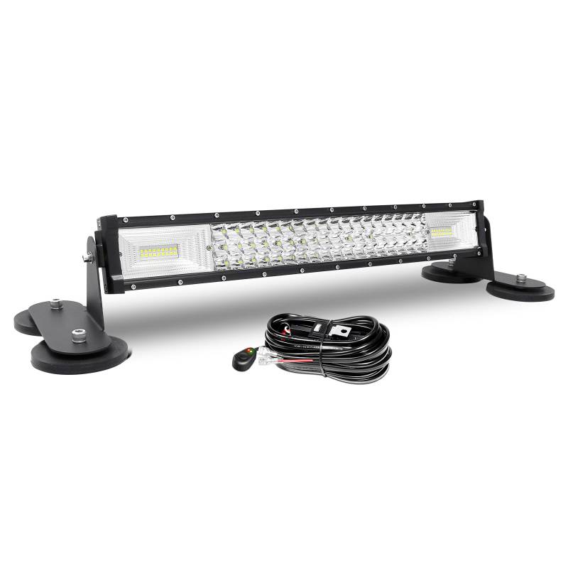 AUXTINGS 56 cm LED Lichtleiste 270W Gebogen Zusatzscheinwerfer Flutlicht Spot LED Arbeitsleuchte mit magnetische Unterstützung 12V Kabelbaum Kit für Pickup Offroad Traktor 4X4 ATV Bootsanhänger,IP67 von AUXTINGS