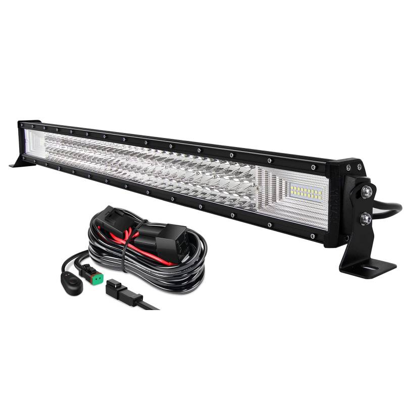 AUXTINGS 82 cm 405W Gerade LED Lichtleiste Spot Zusatzscheinwerfer Flutlicht Spot LED Arbeitsleuchte mit 12V DT Kabelbaum Kit für JP Pickup Offroad Truck 4X4 ATV Bootsanhänger,wasserdicht von AUXTINGS