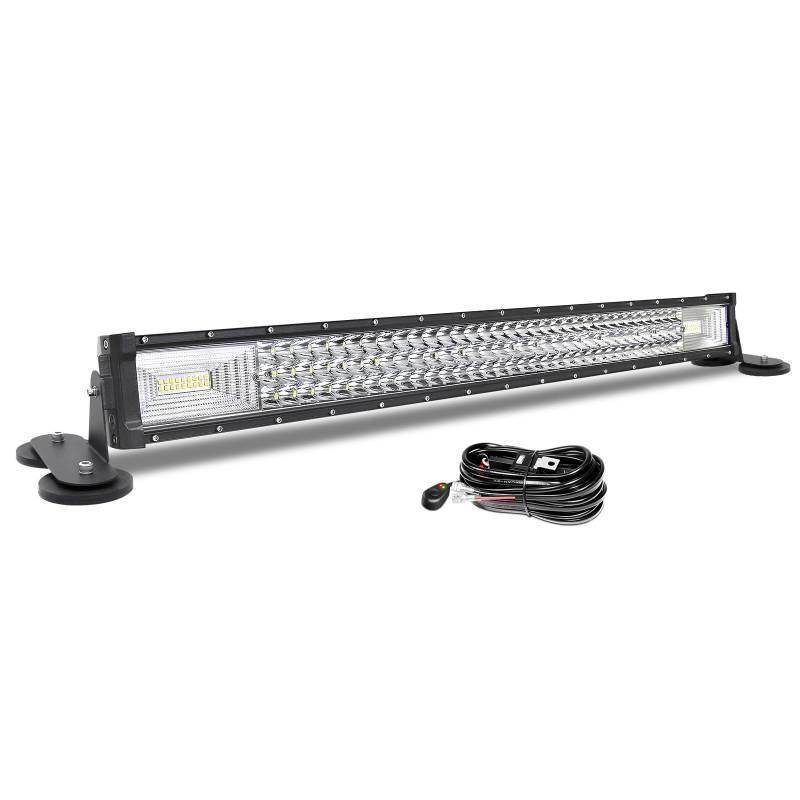 AUXTINGS 82 cm LED Lichtleiste 405W Spot Zusatzscheinwerfer Flutlicht Spot LED Arbeitsleuchte mit magnetische Unterstützung 12V Kabelbaum Kit für Pickup Offroad Traktor 4X4 ATV Bootsanhänger,IP67 von AUXTINGS