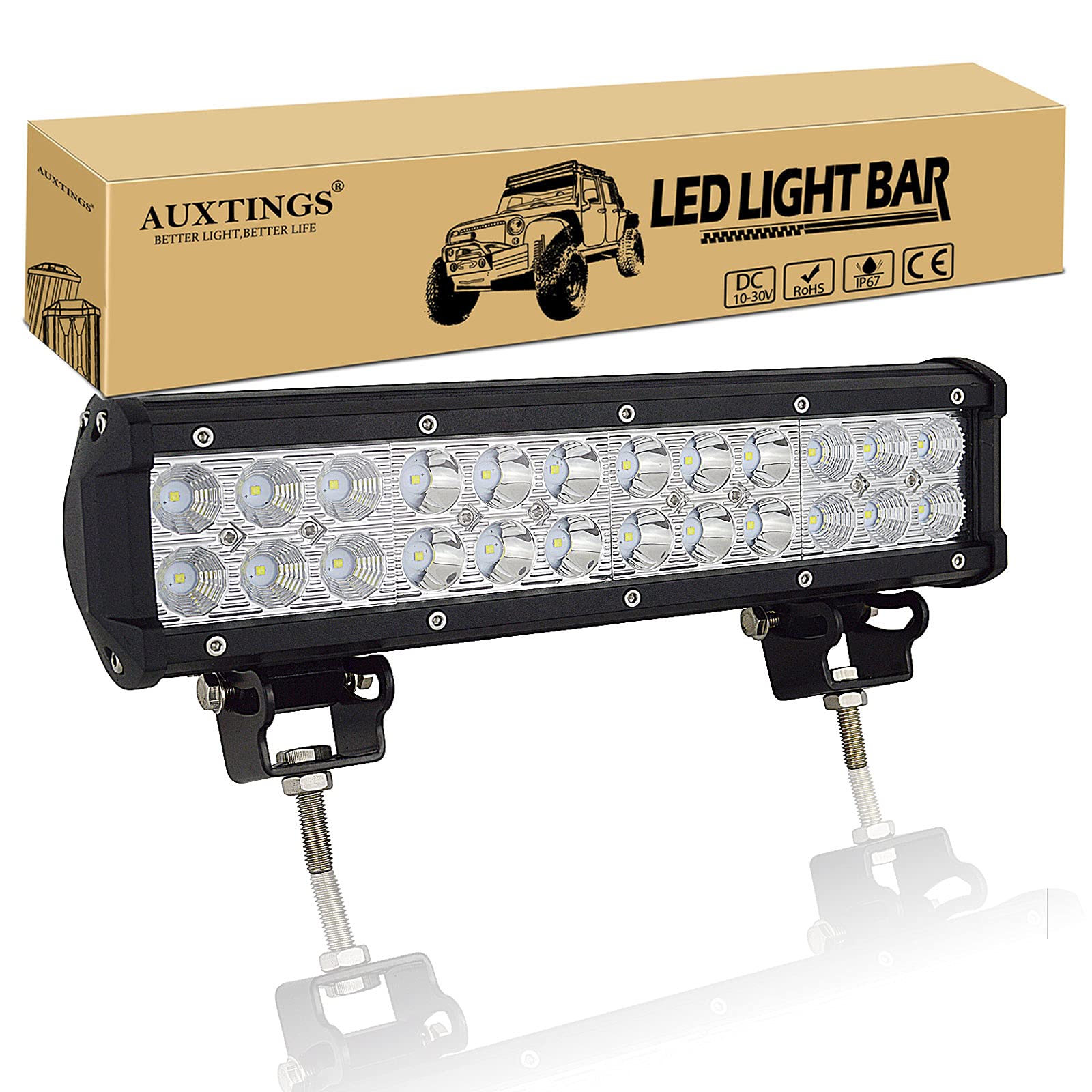 AUXTINGS LED-Arbeitsleuchte, 30,5cm Lichtleiste, 72W, Nebelscheinwerfer, Flutlicht und Strahler, für Geländewagen, LKW, SUV, Allradantrieb von AUXTINGS