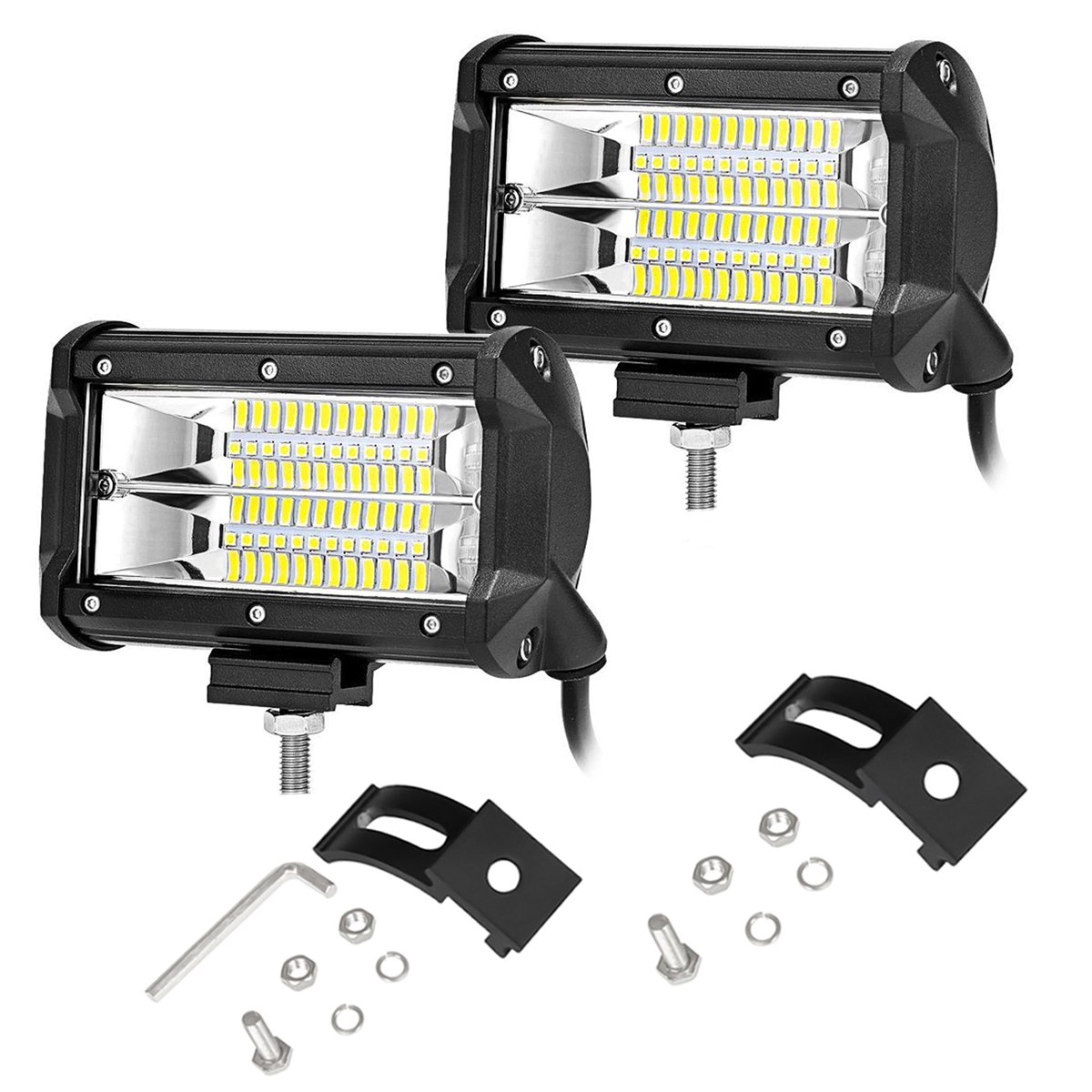 AUXTINGS LED Arbeitsscheinwerfer 5 Zoll 72W LED Zusatzscheinwerfer 5600LM Auto Scheinwerfer Offroad Flutlicht Spotlight 6000K Wasserdicht IP67 Arbeitslicht 12V (2 Stück) von AUXTINGS