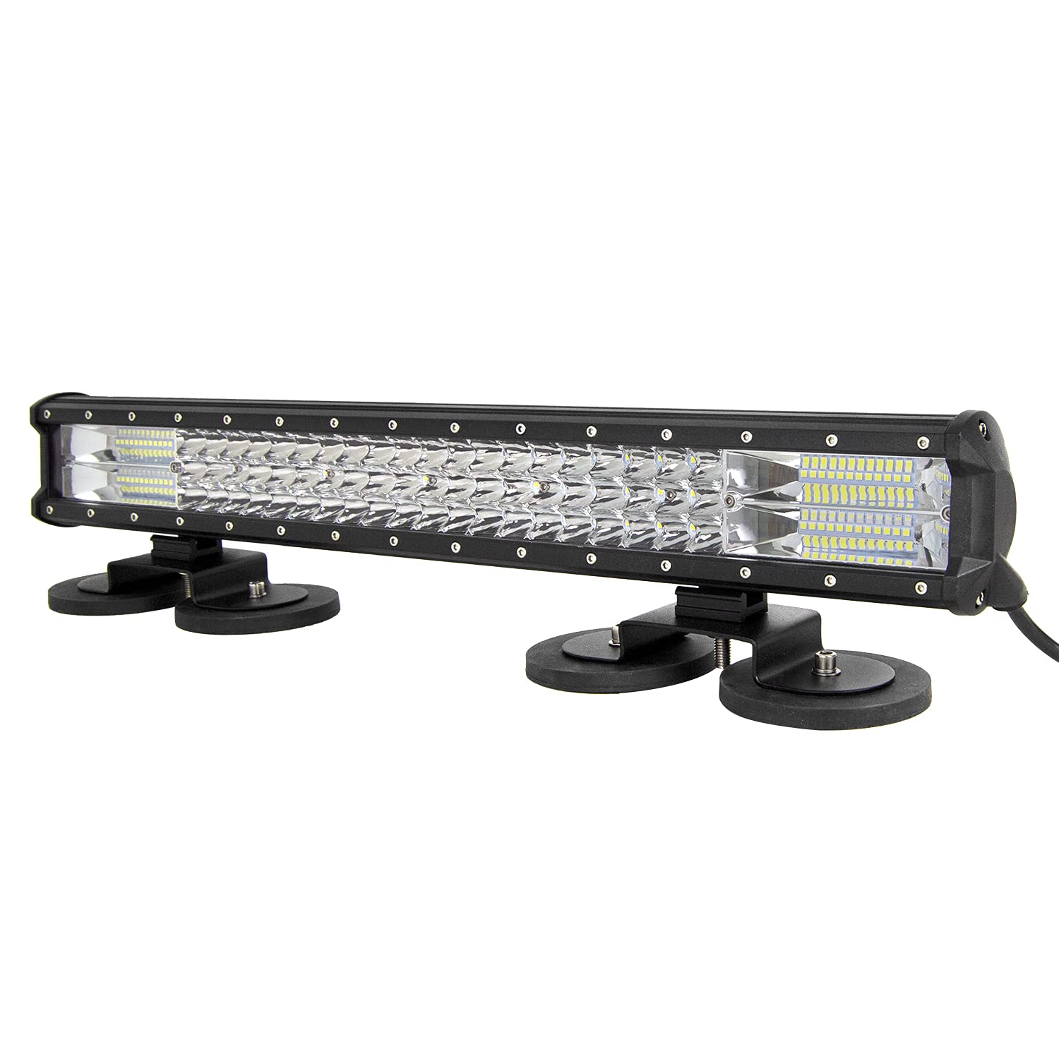 AUXTINGS LED Light Bar 22-Zoll-324W Dreireihige Punkt-Flut-LED Arbeits Licht Bar, Magnet Mounting Bracket Sauger Halter für LKW-Auto-ATV SUV 4X4 Jp LKW-Boots-Traktor, 12V 27V Wasserdicht von AUXTINGS