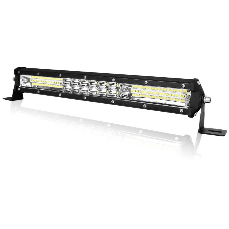 AUXTINGS LED Zusatzscheinwerfer Bar,38cm 144W Lightbar 9600lm Schlank Einzelreihe LED Arbeitsscheinwerfer 12V 24V Scheinwerfer Wasserdicht für Offroad Trecker Bagger SUV, UTV, ATV von AUXTINGS