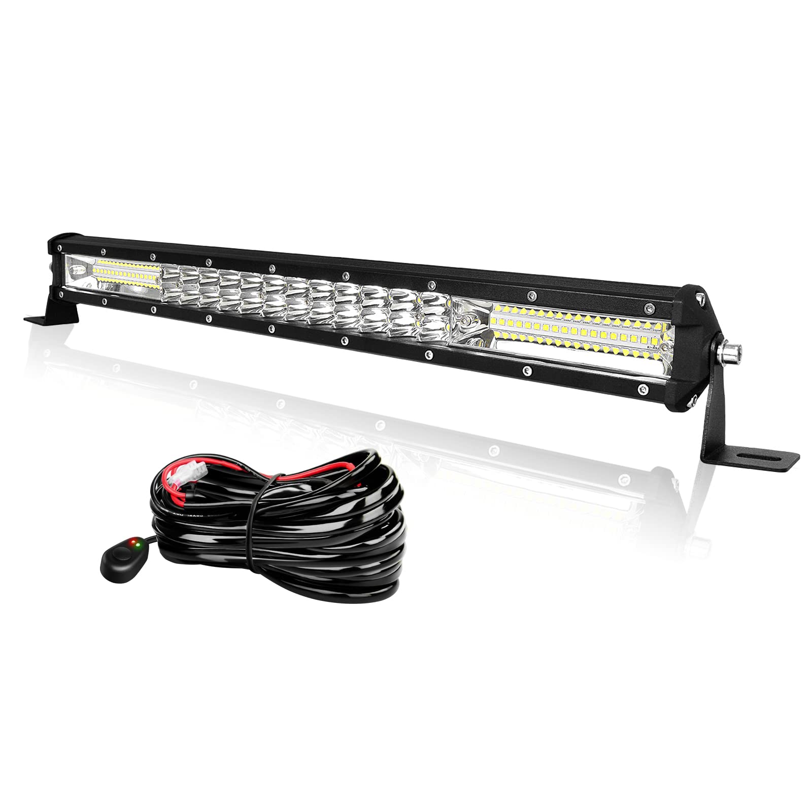 AUXTINGS LED Zusatzscheinwerfer Bar,50 cm 180W Lightbar 12600lm Schlank Einzelreihe LED Arbeitsscheinwerfer 12V 24V Scheinwerfer Wasserdicht Mit Kabelbaumkanet für Offroad Trecker Bagger SUV, UTV, ATV von AUXTINGS