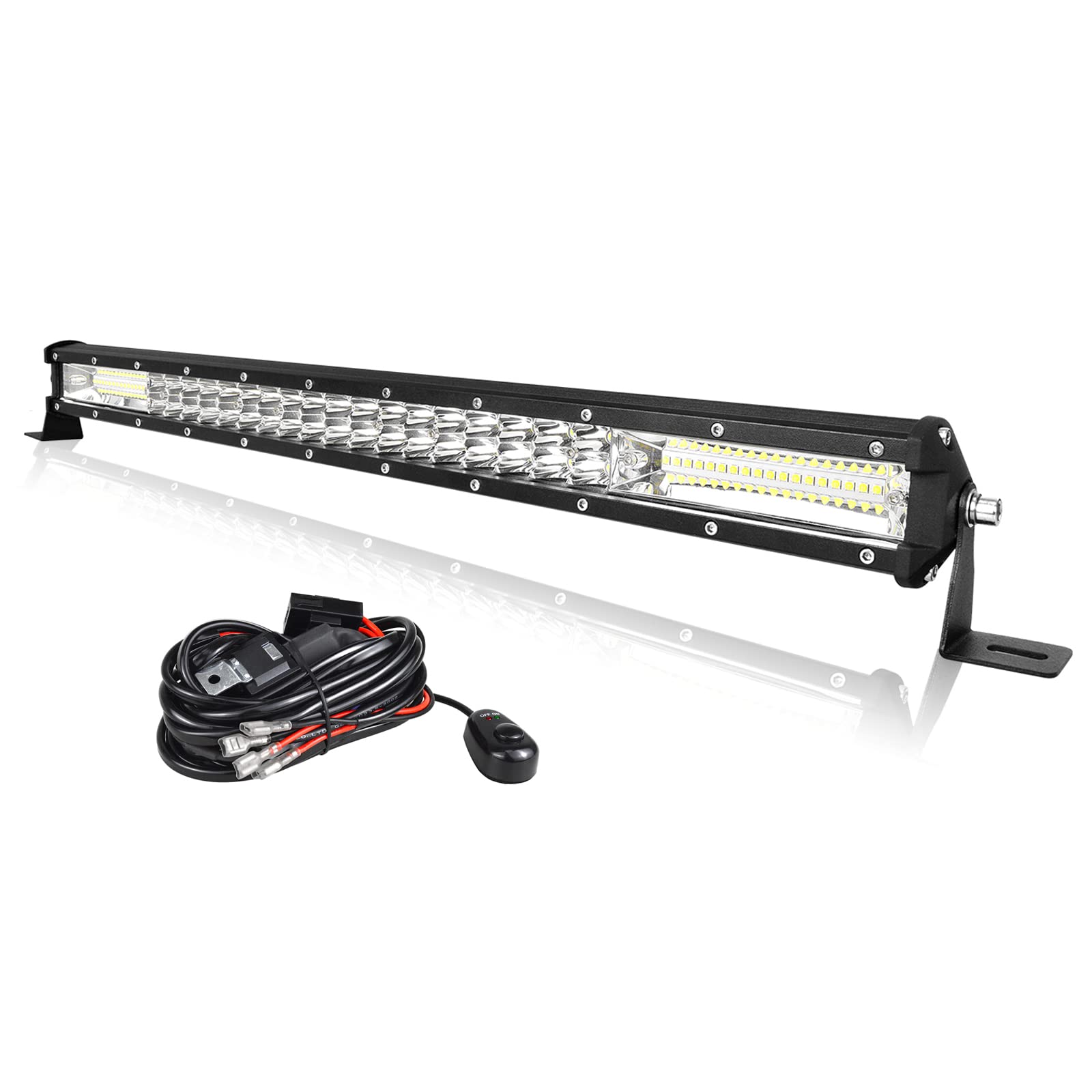 AUXTINGS LED Zusatzscheinwerfer Bar,62 cm 216W Lightbar 16800lm Schlank Einzelreihe LED Arbeitsscheinwerfer 12V 24V Scheinwerfer Wasserdicht Mit Kabelbaumkanet für Offroad Trecker Bagger SUV, UTV, ATV von AUXTINGS