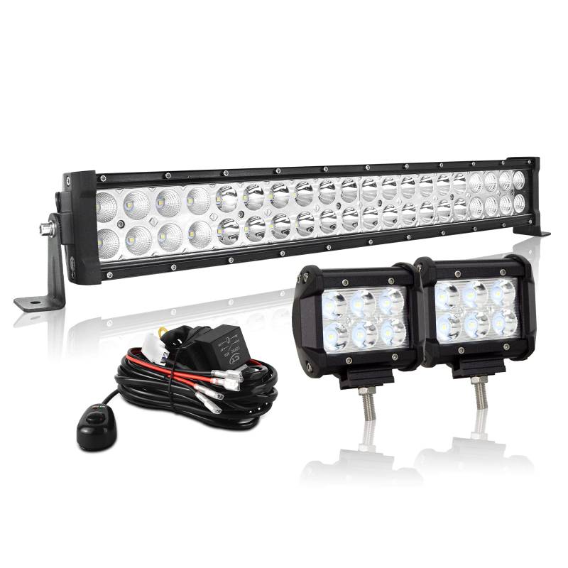 AUXTINGS LED Zusatzscheinwerfer Scheinwerfer 56 cm 120W LED Nebelscheinwerfer, 10cm Spotlight led arbeitsscheinwerfer mit Verkabelung für Geländewagen ATV AWD SUV 4x4 Pickup,12V 24V wasserdicht von AUXTINGS