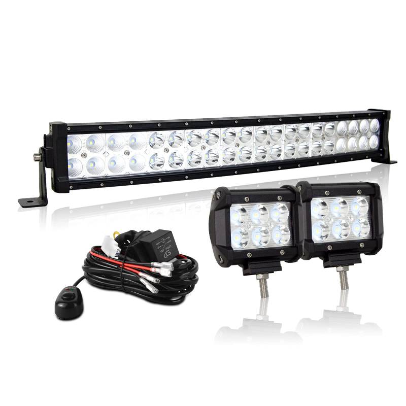 AUXTINGS LED Zusatzscheinwerfer Scheinwerfer 56 cm 120W gebogen LED Nebelscheinwerfer + 10cm Spotlight led arbeitsscheinwerfer mit Verkabelung für Geländewagen ATV AWD SUV 4x4 Pickup,12V wasserdicht von AUXTINGS