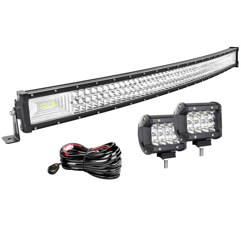 AUXTINGS LED Zusatzscheinwerfer Scheinwerfer mit 3 Reihen 106 cm 540W LED Nebelscheinwerfer gebogen, 10cm led arbeitsscheinwerfer für Geländewagen ATV AWD SUV 4x4 Pickup, 12V 24V wasserdicht von AUXTINGS