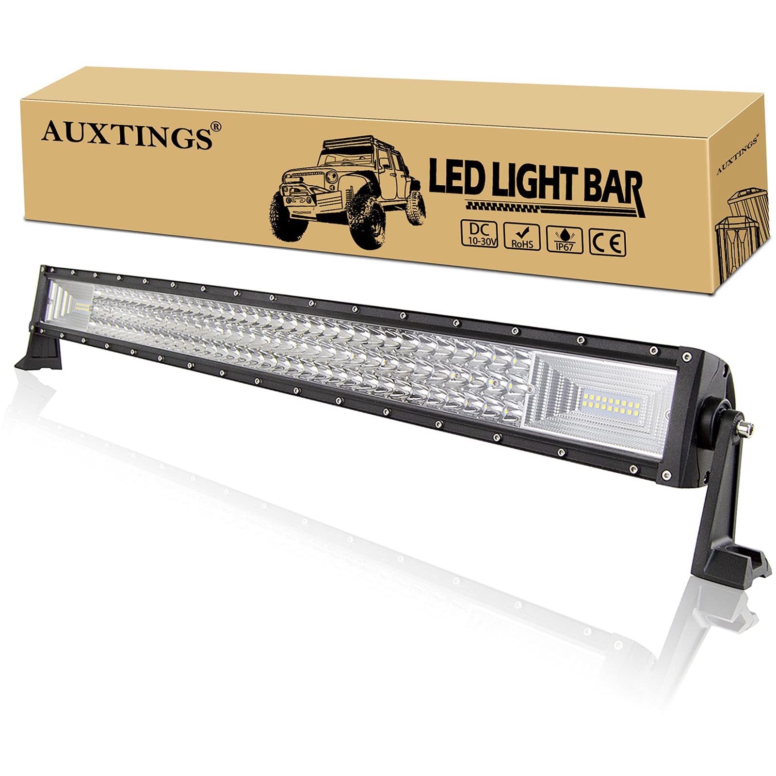 AUXTINGS 32 inch 405W Dreireihige LED LICHTLEISTE Spot Fahren Nebelscheinwerfer Flutlicht Spotlight 6000K Wasserdicht IP67 Arbeitslicht 12V von AUXTINGS