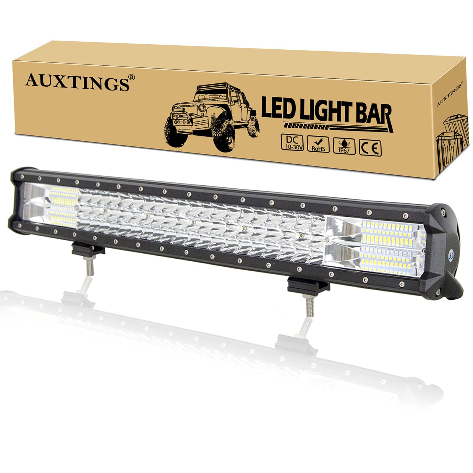 AUXTINGS 22 Zoll 324W dreireihiger LED Arbeitslicht Bar Autoscheinwerfer Offroad Flutlicht Scheinwerfer 6000K imprägniern IP67 Arbeits-Licht 12V 24V von AUXTINGS