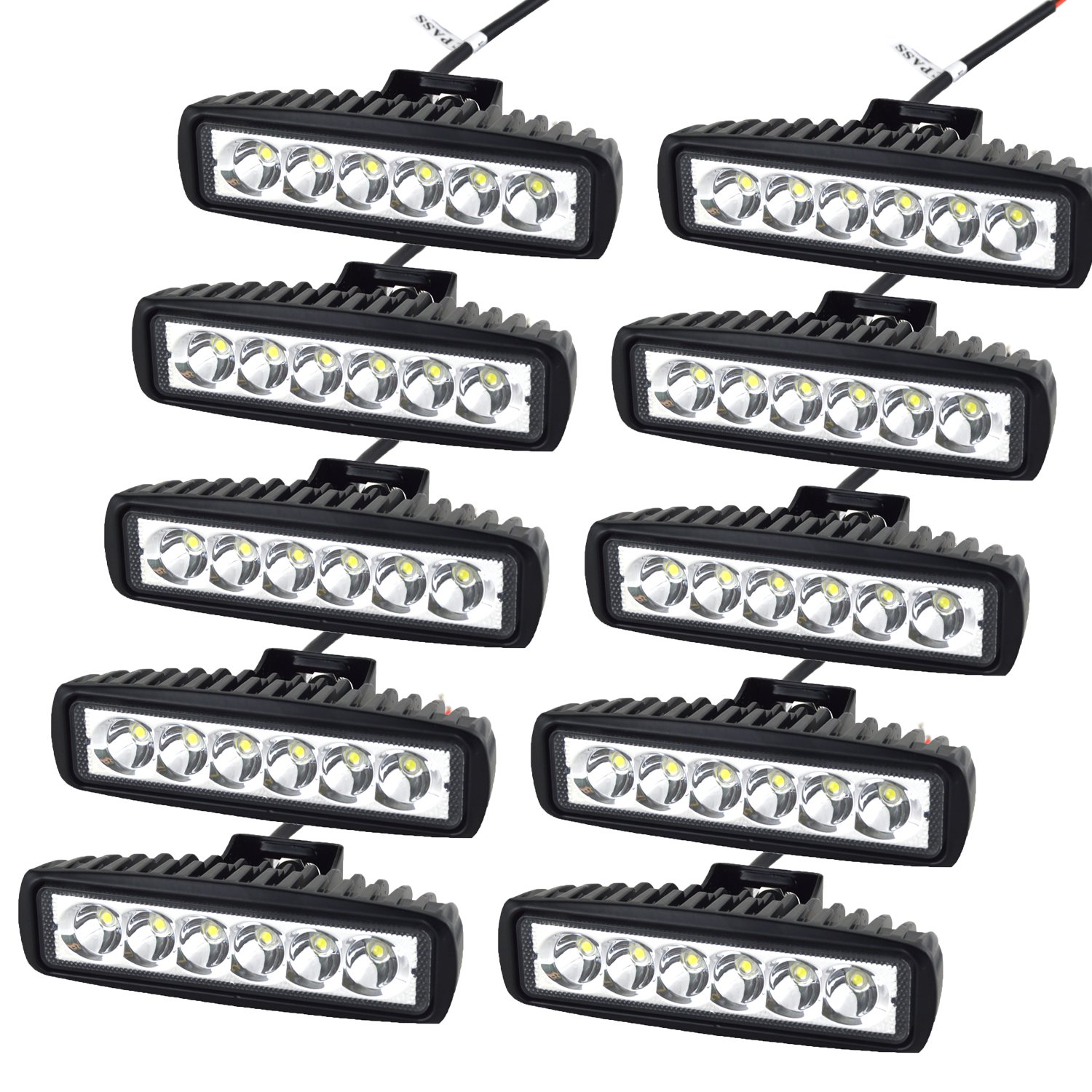 AUXTINGS 10 Stück 15,2 cm 18 W LED Arbeitsleuchte Bar Spot Off Road LKW SUV 4 WD fahren Nebelscheinwerfer von AUXTINGS