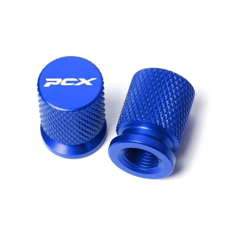 Motorrad-Ventilkernkappe Für HON@&DA PCX125 PCX150 PCX160 Reifenventilabdeckung CNC-Aluminium-Modifikationszubehör 1 Paar PCX-Scooter-Radnabenventilkappen(Blue) von AUytcin