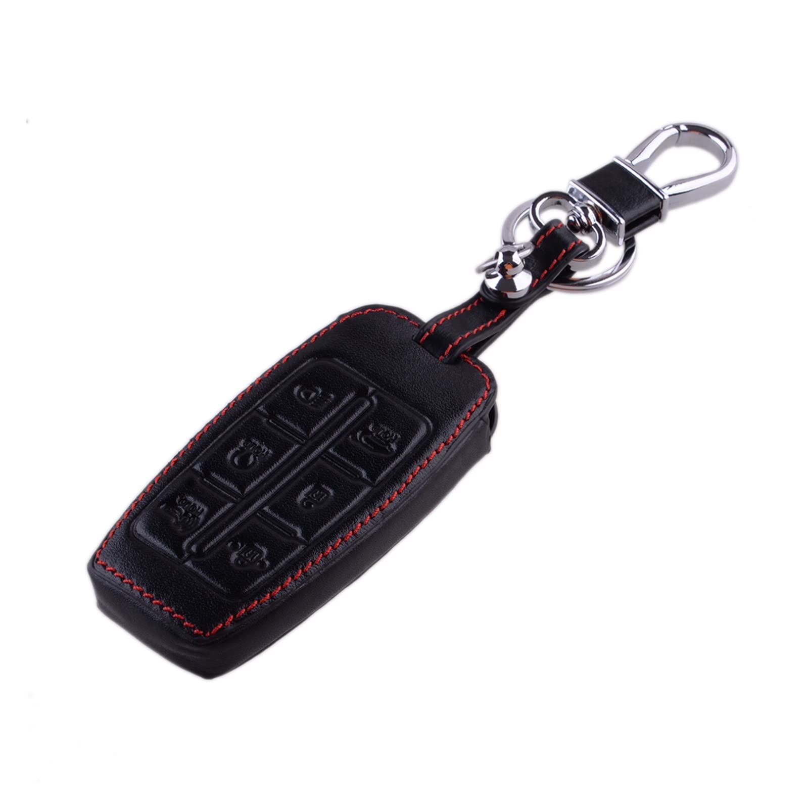 AVATUPRPTC Schwarzes Leder 6 Tasten Remote Key Case Deckel FOB for Keychain Autozubehör Kompatibel for Hyundai kompatibel for Genesis G80 2020 2021 Schlüsseletui von AVATUPRPTC