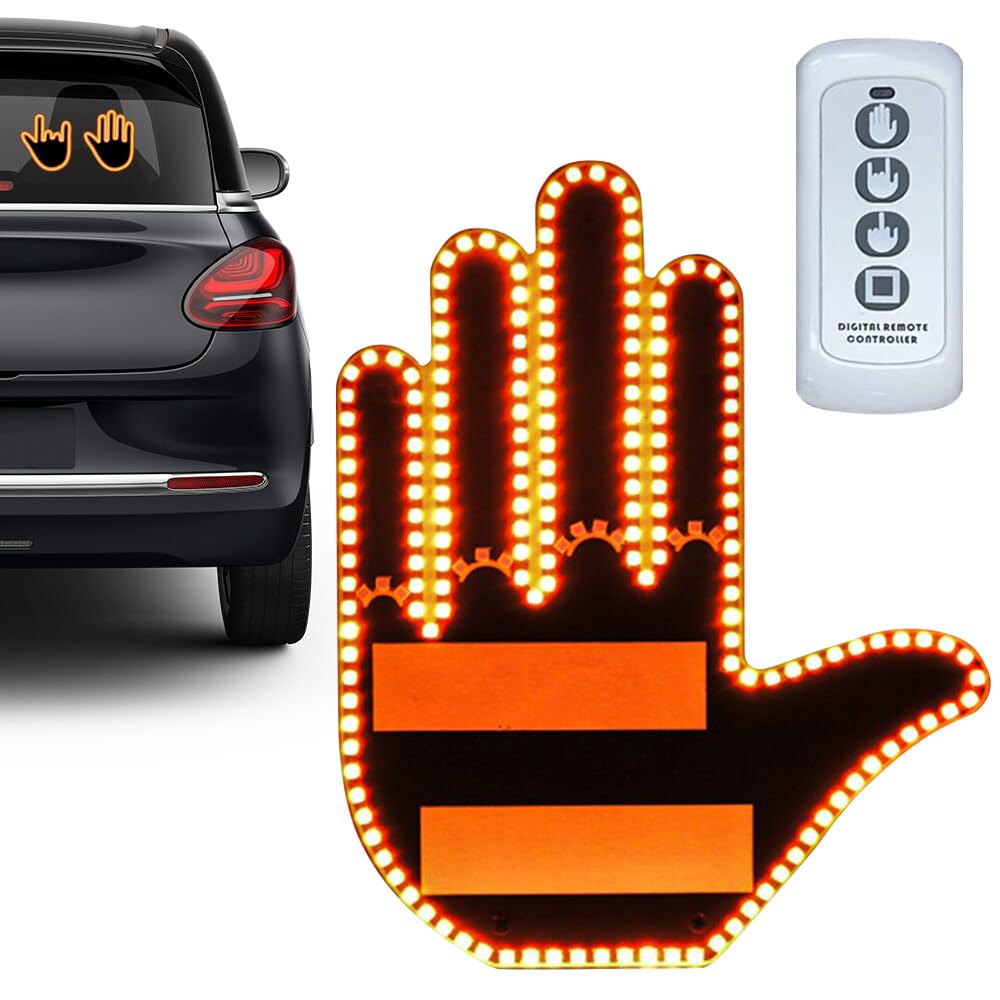 Fingerlicht Auto, LED Hand Fingerlicht, Auto Finger Gesten Licht mit Fernbedienung, Auto LED Innenbeleuchtung, Auto Innen Licht Fenster Zubehör, Cooles Lustiges Auto Zubehör für Männer Frauen von AVCXEC