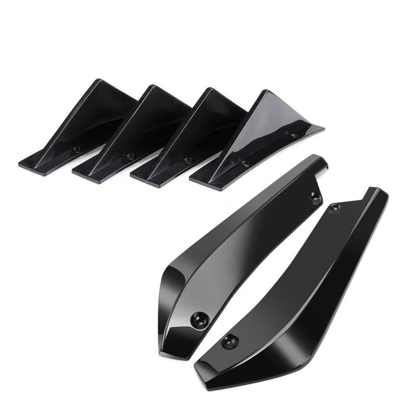 Auto Heckspoiler Flügel Für A4 B8 A5 A6 40CM Splitter Abdeckung Gebogene Diffusor Hinten Stoßstange Shark Fins Spoiler Set Auto Zubehör Universal 6PCS Heckspoilerlippe(Glossy Black) von AVDBXGHSK