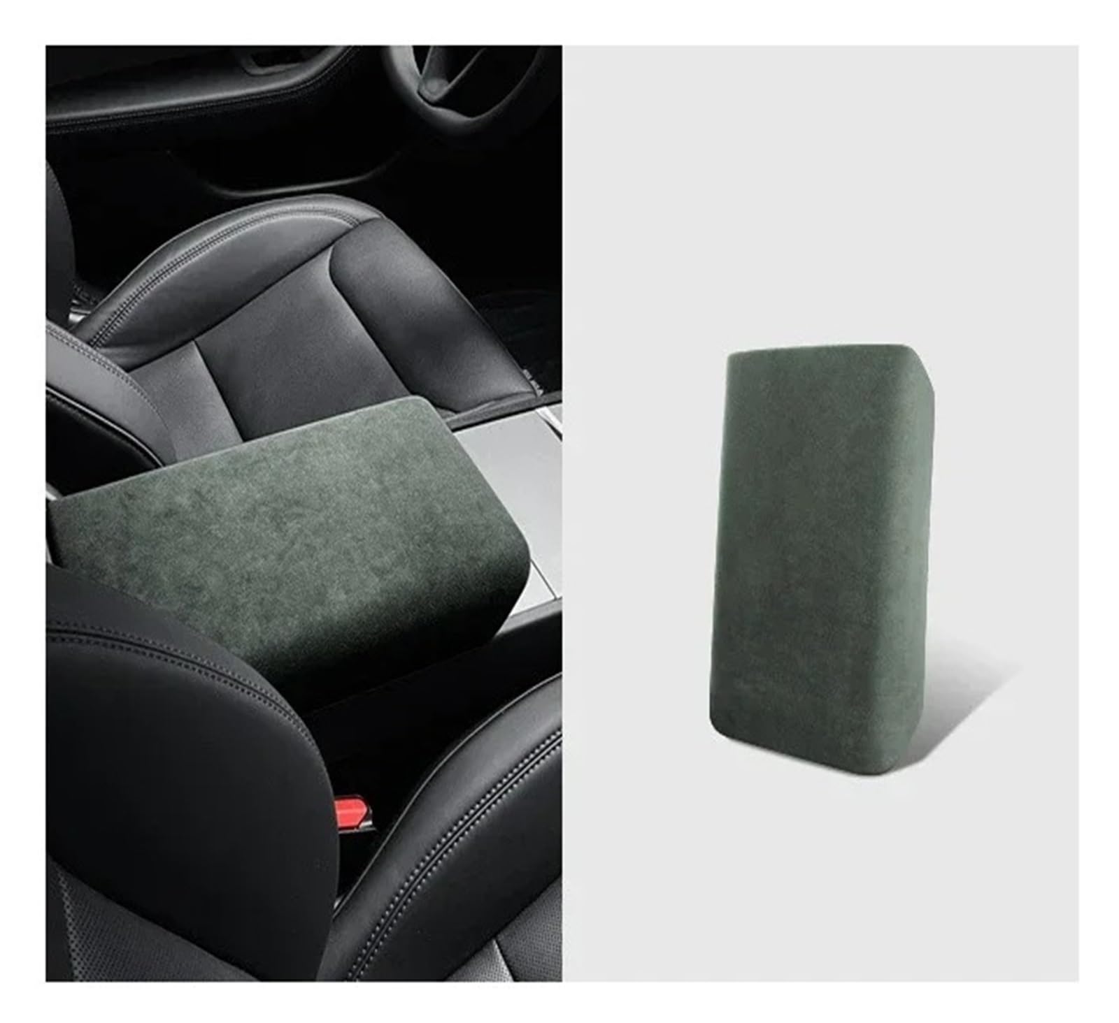 Getriebe Panel Trim Für T&esla Für Modell 3/3+ Highland 2024 Auto Center Control Armlehne Abdeckung Wildleder Armlehne Panel Abdeckung Shell Dekoration Interieur Mittelkonsole(Dark Green) von AVDBXGHSK