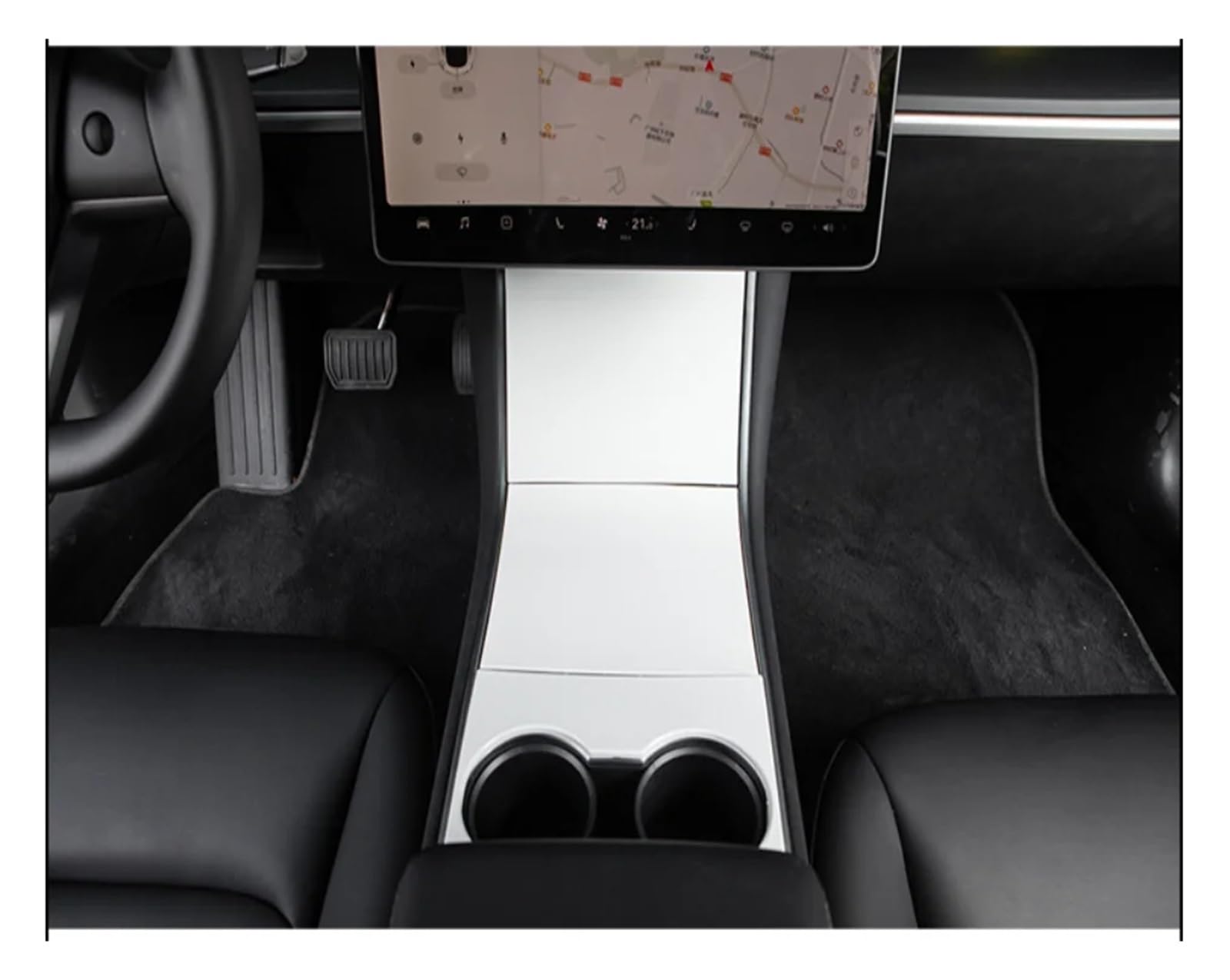 Getriebe Panel Trim Für T&esla Für Modell 3 2018 2019 2020 Auto Center Konsole Abdeckung Borte Innen Dekor Änderung Interieur Mittelkonsole(Matte White) von AVDBXGHSK