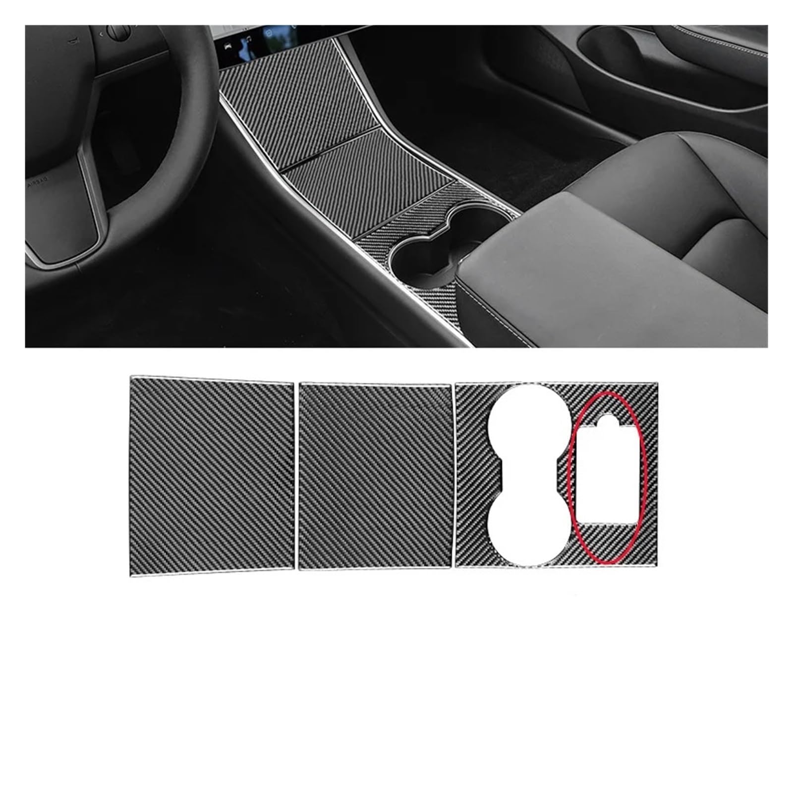 Getriebe Panel Trim Für T&esla Für Modell 3 Auto Lenkrad Center Säule Fenster Lift Abdeckung Trim Aufkleber Interieur Mittelkonsole(Center Control Panel D) von AVDBXGHSK