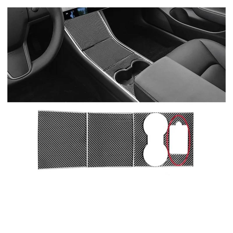 Getriebe Panel Trim Für T&esla Für Modell 3 Auto Lenkrad Center Säule Fenster Lift Abdeckung Trim Aufkleber Interieur Mittelkonsole(Center Control Panel D) von AVDBXGHSK