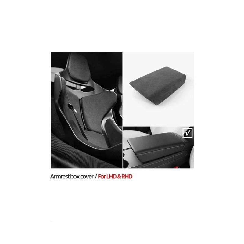 Getriebe Panel Trim Für T&esla Für Modell 3 Für Modell Y 2018-2023 Auto Mittelkonsole Armlehne Box Deckel Abdeckung Wildleder Wrap Aufbewahrungsbox Fall Kappe Zierleiste Interieur Mittelkonsole(Armres von AVDBXGHSK