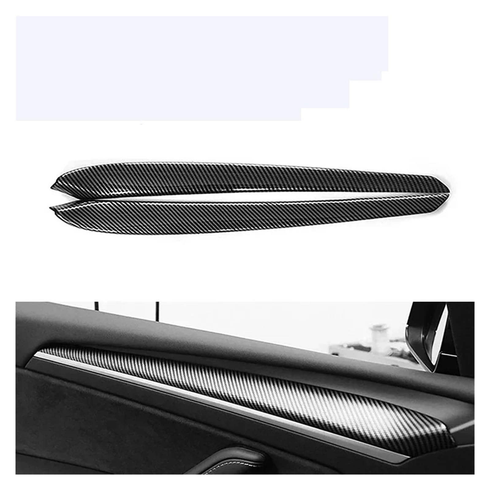 Getriebe Panel Trim Für T&esla Für Modell 3 Für Modell Y 2021 2022 2023 Auto Dashboard Panel Aufkleber Center Konsole Tür Dekor Trim Interieur Mittelkonsole(Doors 2Pcs Gloss Carbon) von AVDBXGHSK