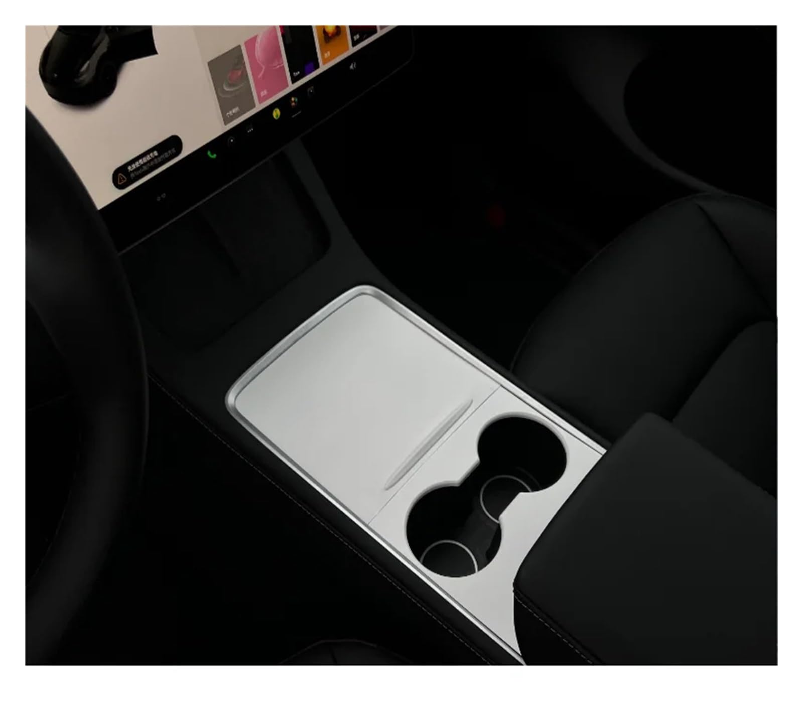 Getriebe Panel Trim Für T&esla Für Modell 3 Y Center Console Panel Zentrale Steuerung Tasse Ultradünne ABS Schutz Decor Patch Abdeckung Interieur Mittelkonsole(Matte White) von AVDBXGHSK