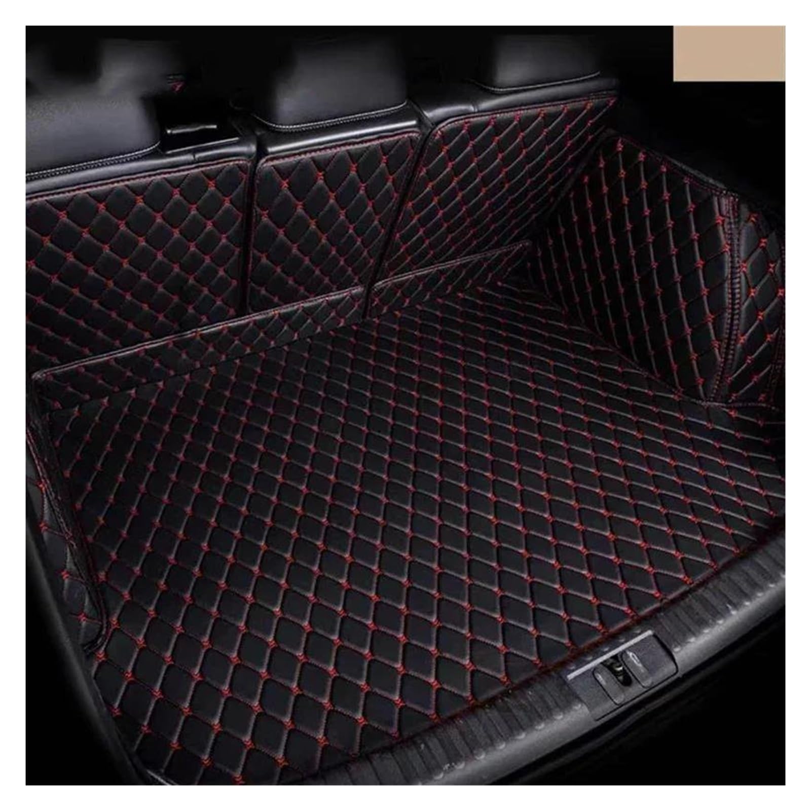 Kofferraumwanne Innenmatte Für Q&ashqai J10 2006 2007 2008 2009 2010 2011 2012 Kofferraum Matte Kofferraum Abdeckung Pad Cargo-Liner Fach Auto Leder Zubehör Kofferraumwannen(Black and Red 1) von AVDBXGHSK