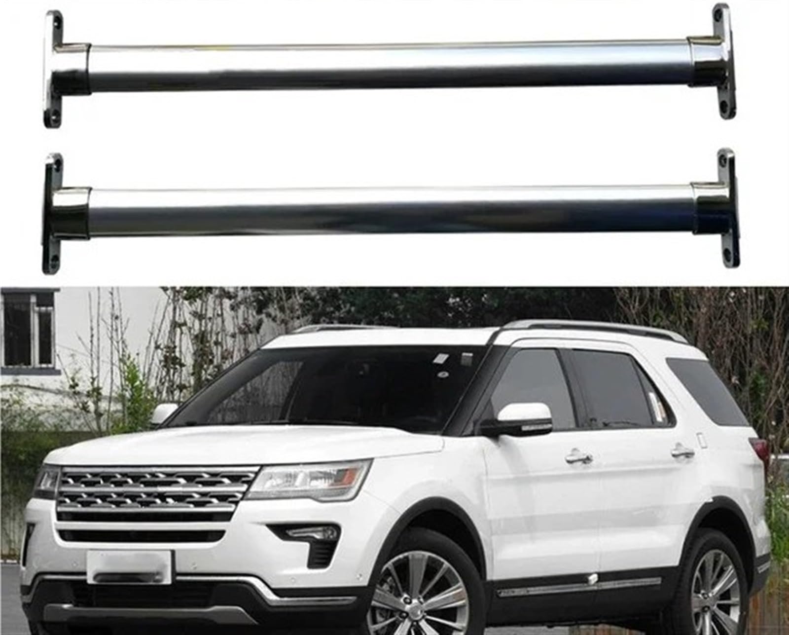 Auto-Gepäckträger 2 Stück Dachträger Seitenträger Kreuzschienen Dachträger Gepäck Für Ford Für Explorer 2016 2017 2018 2019 5. SUV Dachträger Dachreling(Stainless Steel) von AVFORA