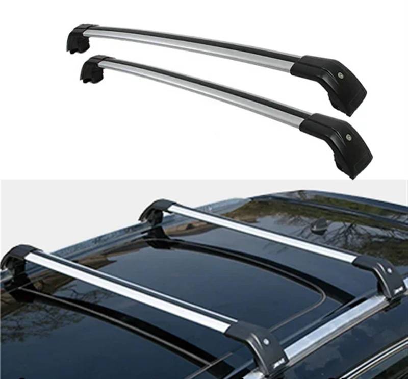 Auto-Gepäckträger 2Pcs Dach Bars Aluminium Legierung Seite Bars Kreuz Schienen Dach Rack Gepäck Für Genesis Für GV80 5-dr SUV 2020- Dachträger Dachreling(Black Silver) von AVFORA