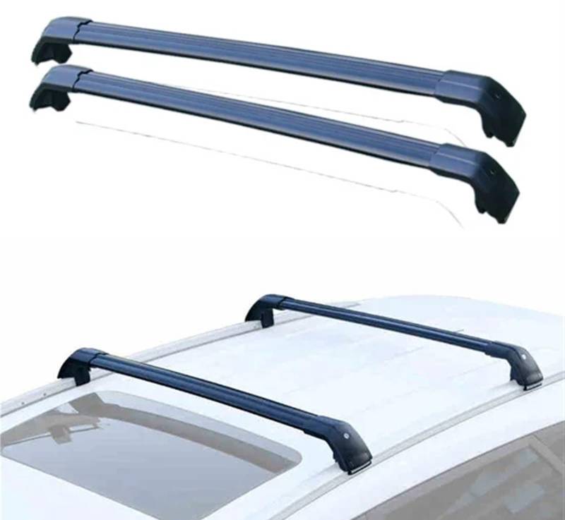 Auto-Gepäckträger 2Pcs Dach Bars Aluminium Legierung Seite Bars Kreuz Schienen Dach Rack Gepäck Für Genesis Für GV80 5-dr SUV 2020- Dachträger Dachreling(Schwarz) von AVFORA