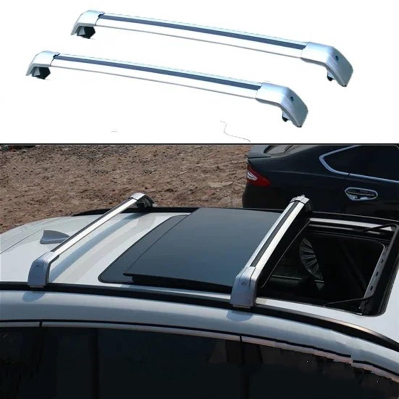 Auto-Gepäckträger Für Hyundai Für Palisade 2019 2020 2021 2022 2023 2Pcs Dach Bars Aluminium Legierung Seite Bars Kreuz Schienen Dach Rack Gepäck Träger Dachträger Dachreling(Silber) von AVFORA