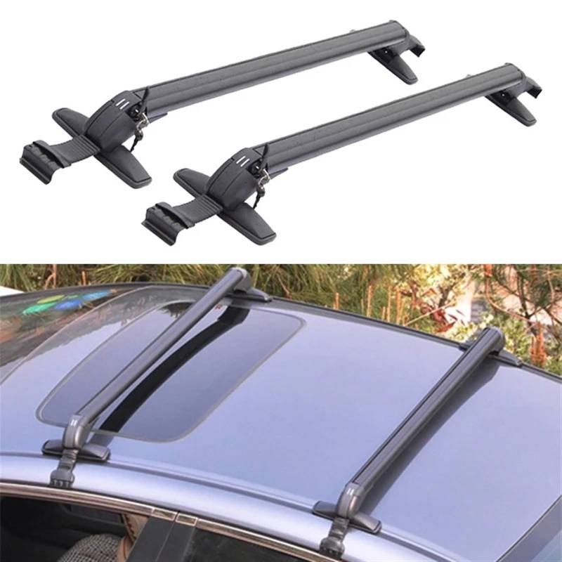 Auto-Gepäckträger Universal Fahrzeug Auto Dach Montage Rack Schiene Bar Schwarz Aluminium Gepäckträger Mit Schloss 1 Paar/2 Stücke Dachträger Dachreling(2peices 82cm) von AVFORA