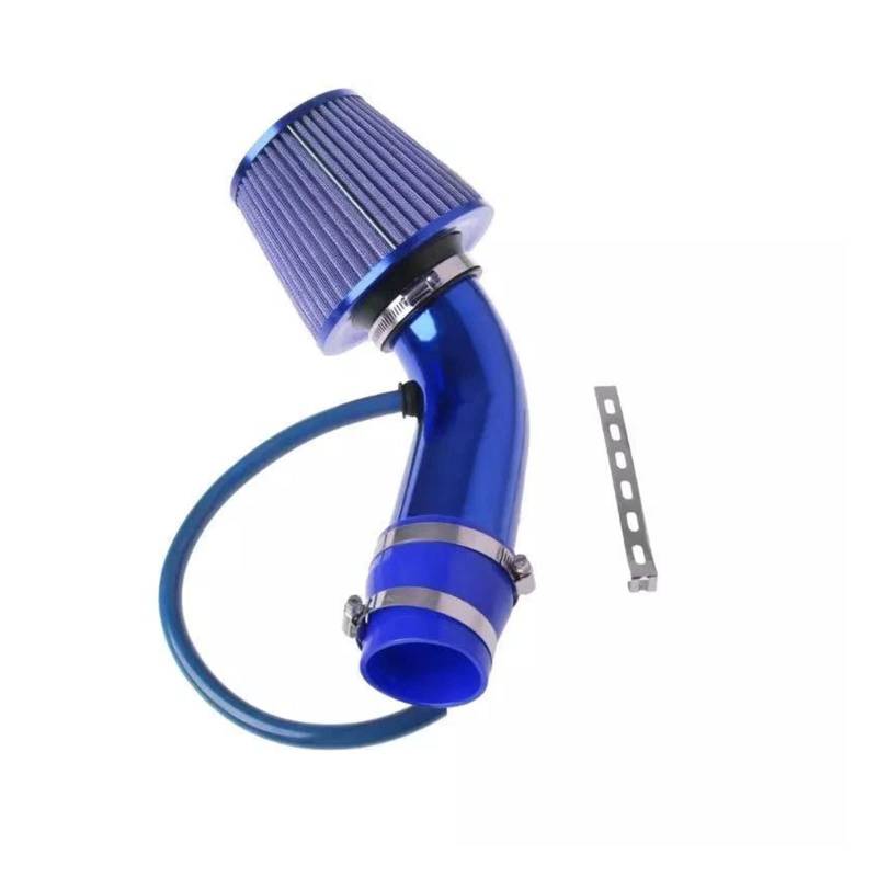 Auto Lufteinlässe Ansaugschlauch 3" 76mm Universal Auto Umgerüstet Winter Pilzkopf Luftfilter Ansaugrohrfilter High Flow Luftfilter Aluminium Rohr Kit Ansaugrohr(Blau) von AVFORA