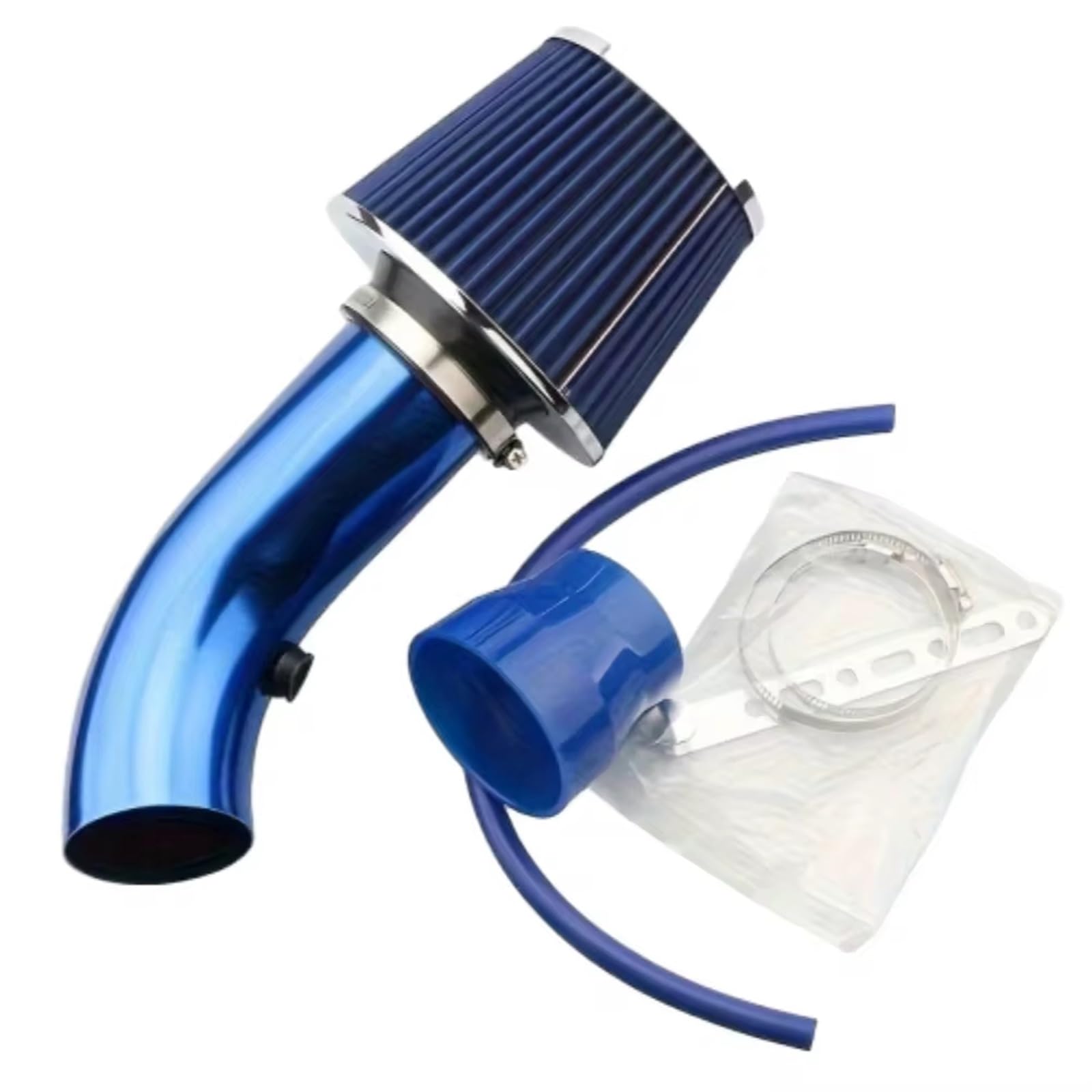 Auto Lufteinlässe Ansaugschlauch 76mm Auto Winter Pilzkopf Luftfilter Ansaugrohr Filter High Flow Hoch Kaltluftfilter Aluminium Rohr Kit Umgerüstet Ansaugrohr(Blau) von AVFORA