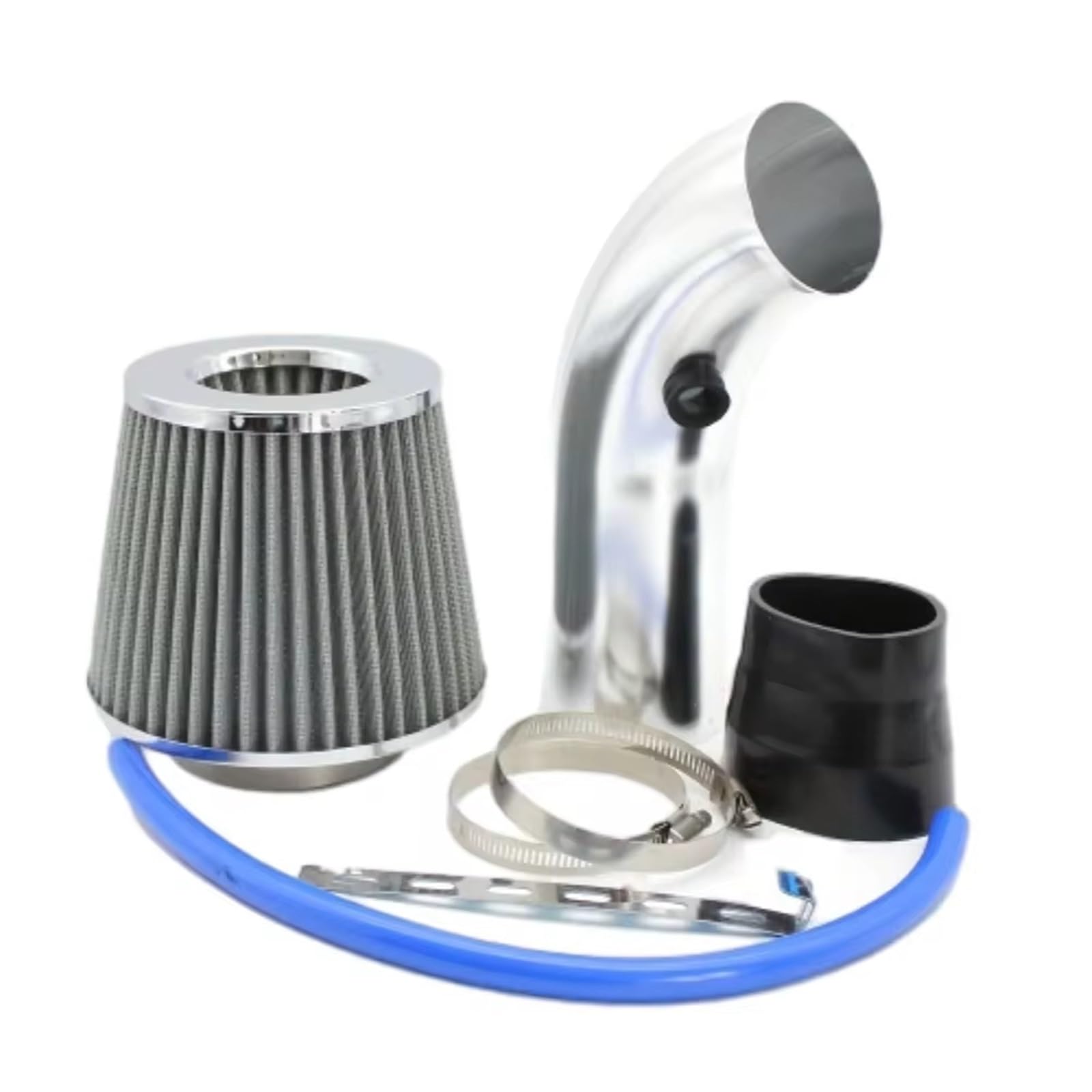 Auto Lufteinlässe Ansaugschlauch 76mm Auto Winter Pilzkopf Luftfilter Ansaugrohr Filter High Flow Hoch Kaltluftfilter Aluminium Rohr Kit Umgerüstet Ansaugrohr(Silber) von AVFORA