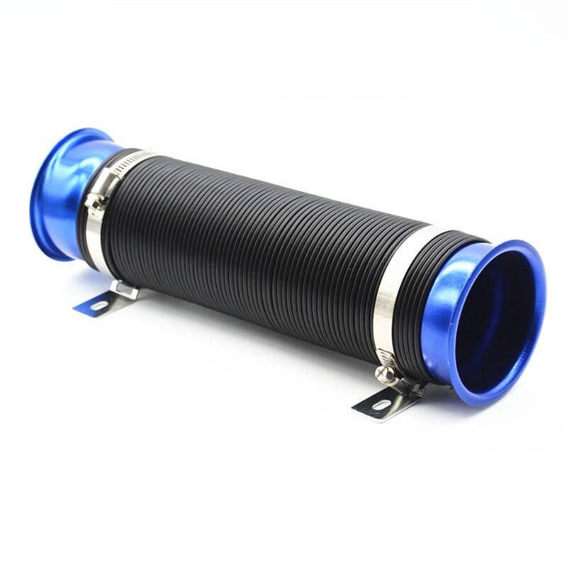 Auto Lufteinlässe Ansaugschlauch Einstellbare 33,5-109cm Luftansaugschlauch Flexibles Rohr Filter Kaltfutter Kanal Induktion Kit Ansaugrohr(Black Blue) von AVFORA