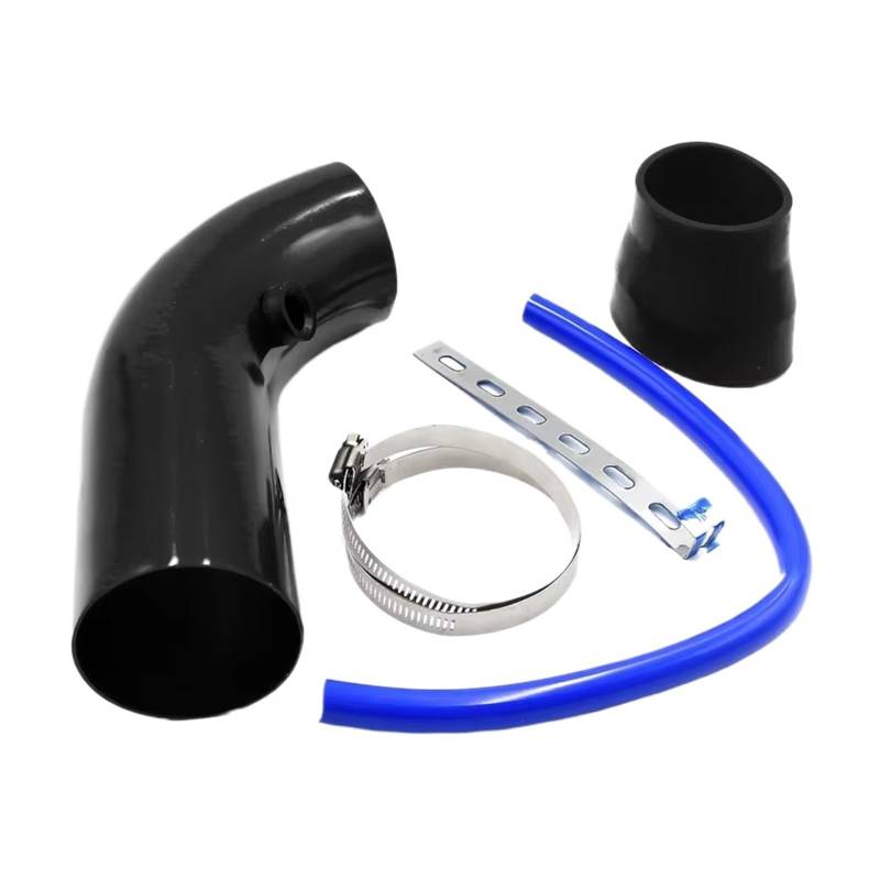 Auto Lufteinlässe Ansaugschlauch Universal 3'' Zoll 76mm Aluminium Auto Luftansaugrohr Kit Rohre Cold Air Intake System Kanal Rohr Kit Luftfilter Ansaugrohr(Schwarz) von AVFORA