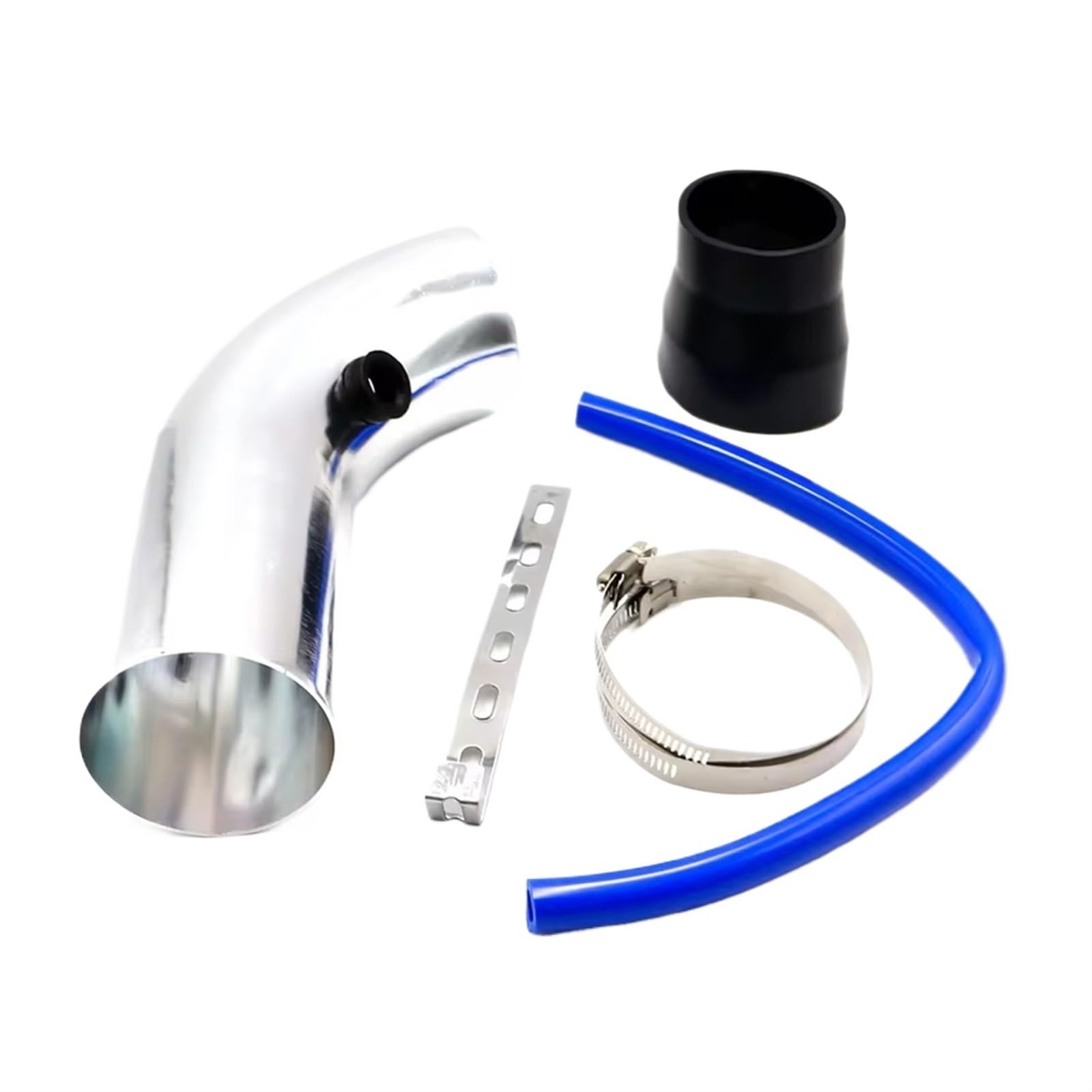 Auto Lufteinlässe Ansaugschlauch Universal 3'' Zoll 76mm Aluminium Auto Luftansaugrohr Kit Rohre Cold Air Intake System Kanal Rohr Kit Luftfilter Ansaugrohr(Silber) von AVFORA