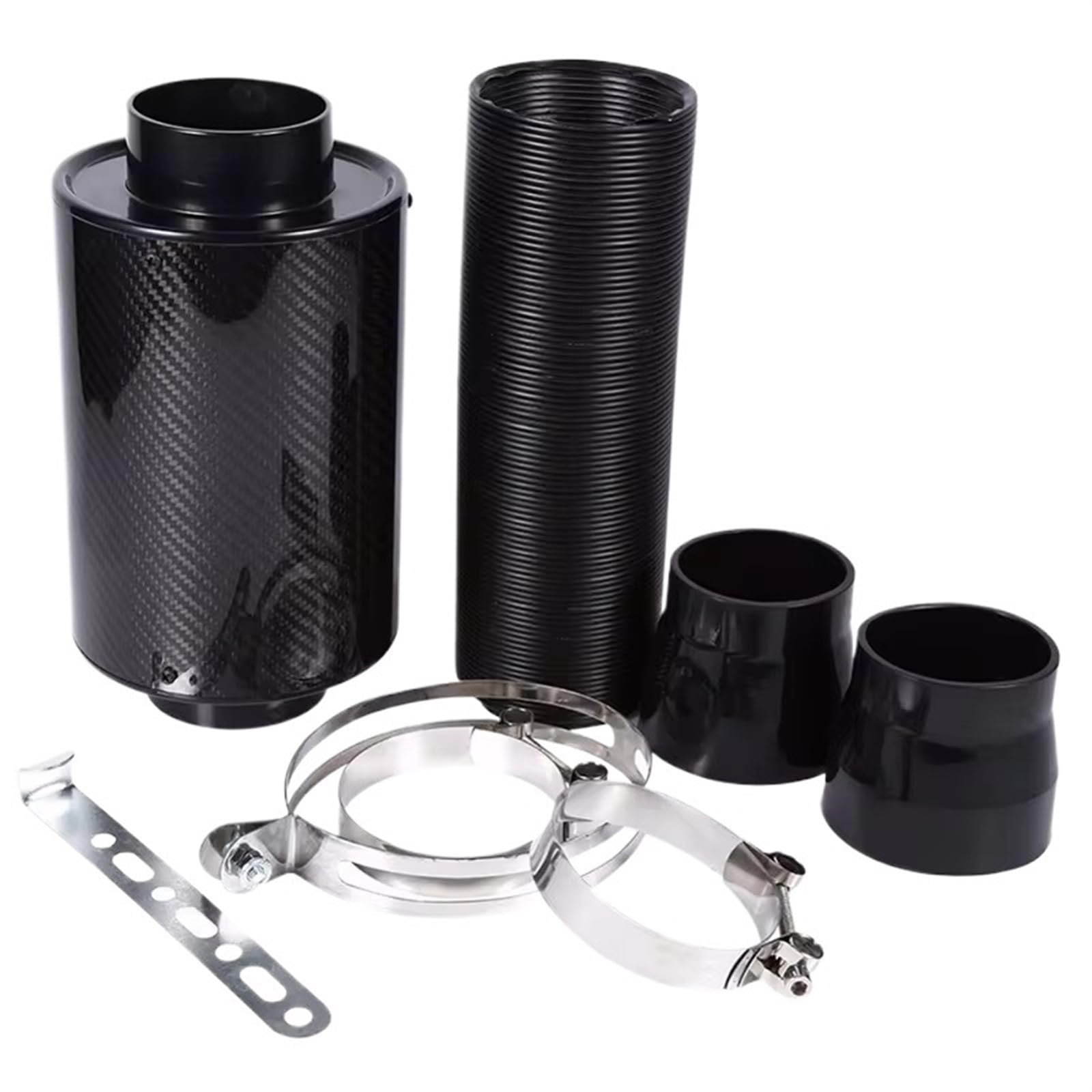 Auto Lufteinlässe Ansaugschlauch Universal Auto Ansaugrohr Kohlefaser Mit Ansaugschlauch High Flow Air Intake Filter Kit 76mm/3 Zoll Kaltluft Ansaugrohr von AVFORA