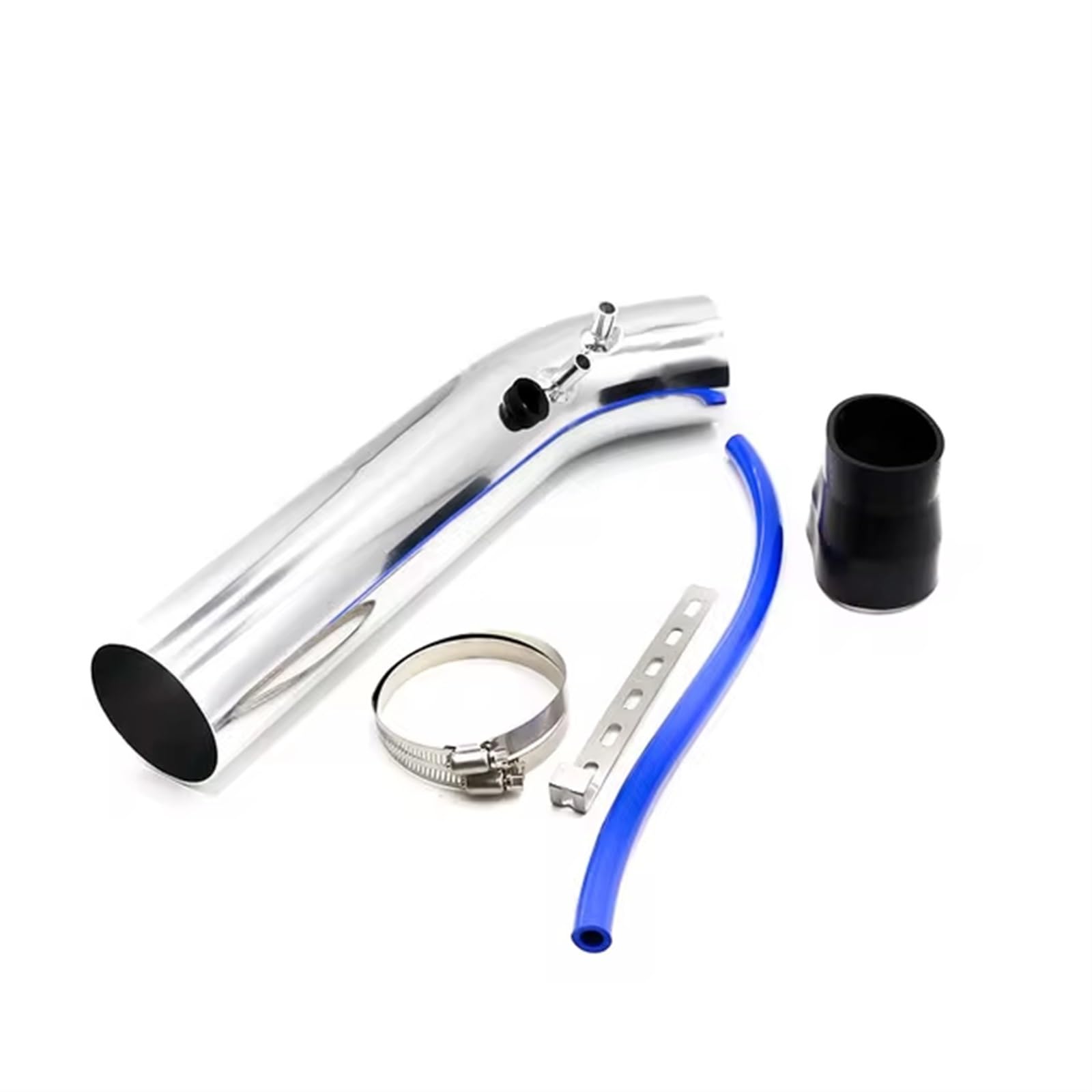 Auto Lufteinlässe Ansaugschlauch Universal Auto Luftansaugrohr Kit 3'' Zoll 76mm Rohre Kaltluftansaugsystem Kanal Aluminium Rohr Kit Luftfilter Ansaugrohr(Silber) von AVFORA