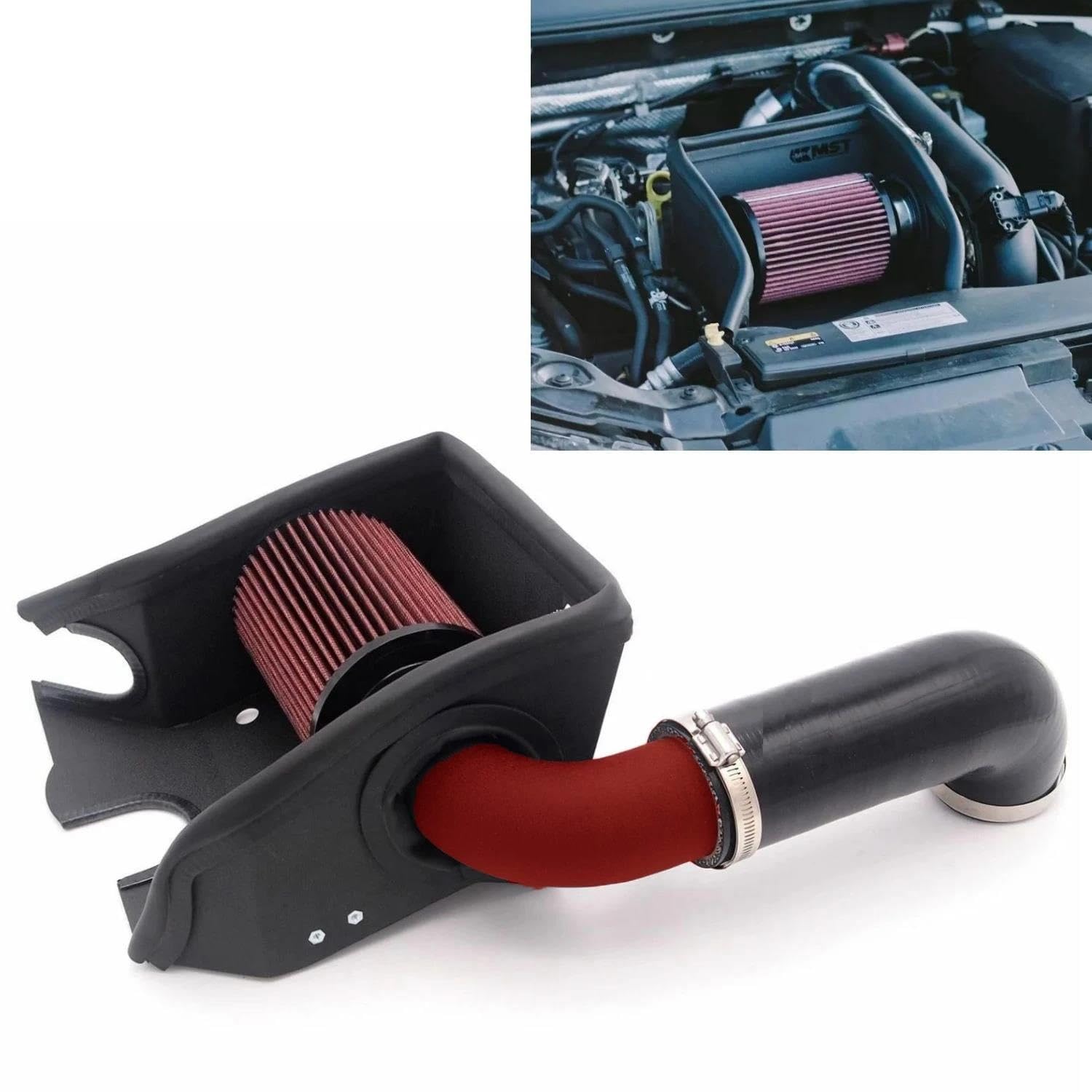 Auto Lufteinlassschlauch Für Golf MK7 Für TSI Für EA211Aluminium Lufteinlass-Induktionsrohr + Hitzeschildfilter(RED and BLACK) von AVFORA