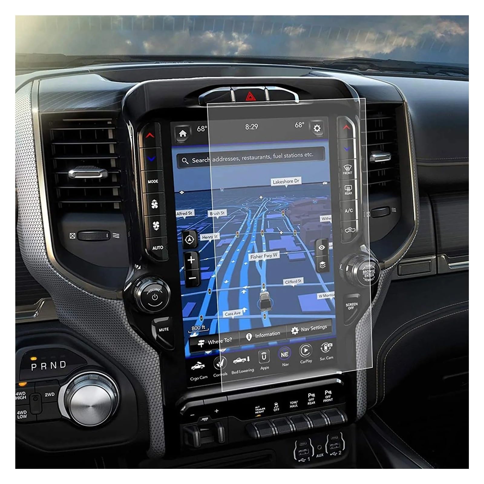 GPS Schutzfolie 12 Zoll GPS Navigation Screen Protector Für Dodge Für Ram 1500 2500 3500 2019 2020 2021 2022 Auto Innen Zubehör Navigation Schutzfolie von AVFORA